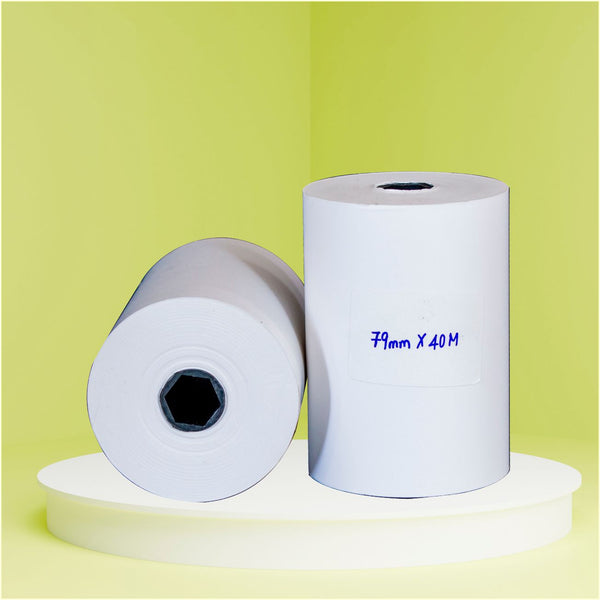 79 mm X 40 m  3 inch ( Thermal Roll - Plain white -per roll)
