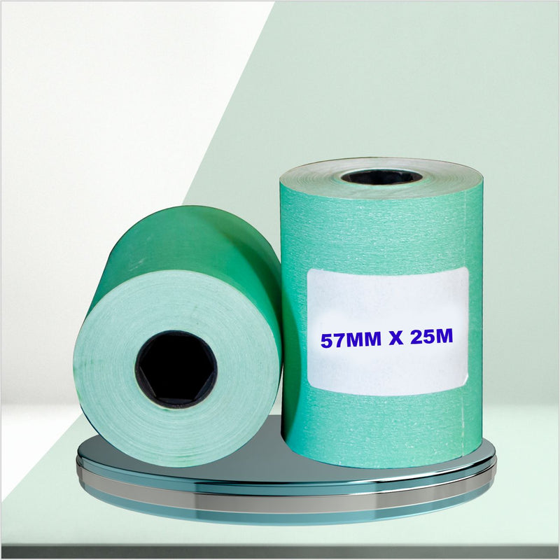 57 mm X 25 meter Green 2 inch ( Thermal Roll - Set of 16 Roll / Pack )