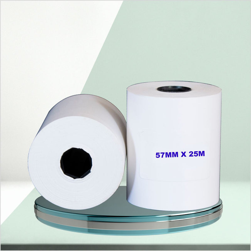 57 mm X 25 m White ( Thermal Roll - Set of 16 Rolls / Pack )