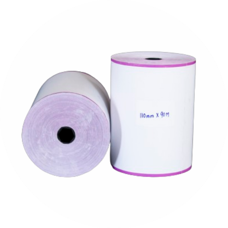 110 mm X 90 meter  4 inch ( White Roll with Violet Border )