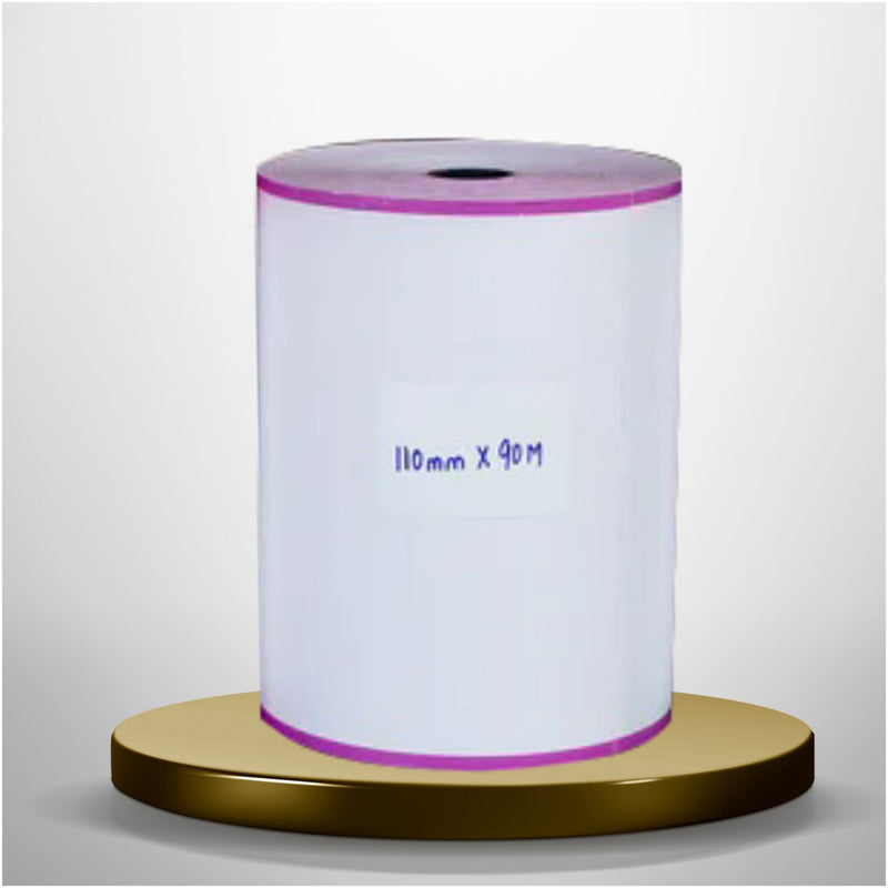 110 mm X 90 meter  4 inch ( White Roll with Violet Border )