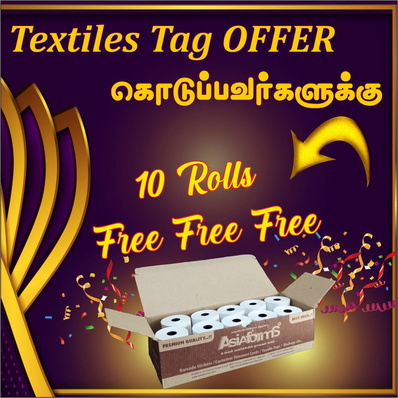 Textiles Tag Offer - 10 Rolls Free